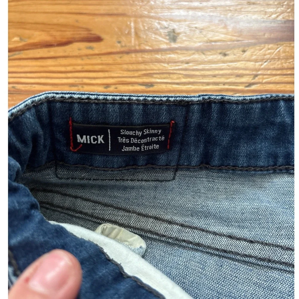 True Religion Mick Jeans Mens Blue Moto‎ Slouchy Skinny Ankle Zip SIZE 34